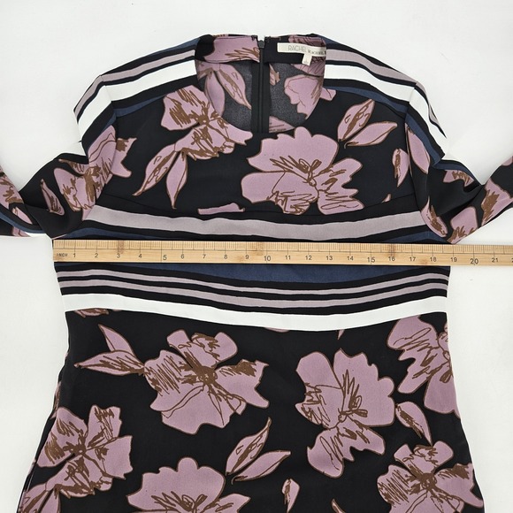 Rachel Roy Black Floral Illusion Neckline Mini Shift Dress Womens Sz Large - Picture 9 of 15